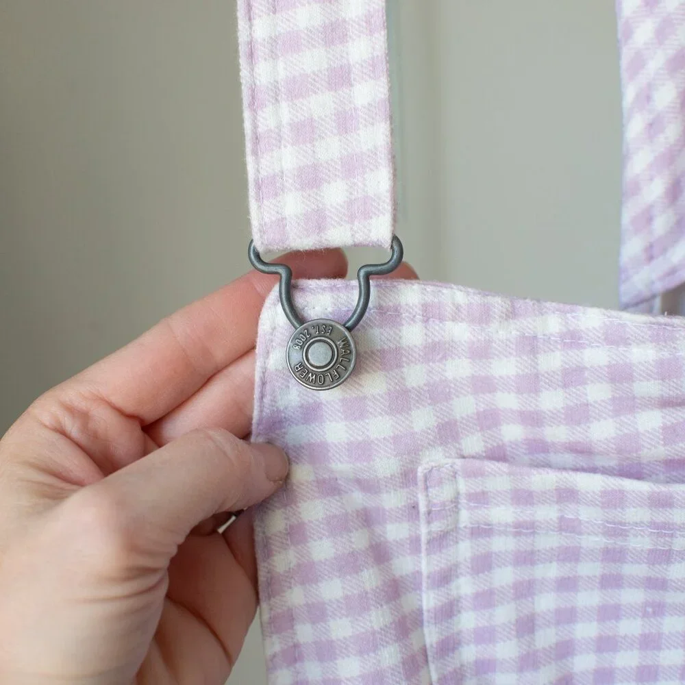Wallflower Pink and White Gingham Romper Overalls - Picture 2 of 9